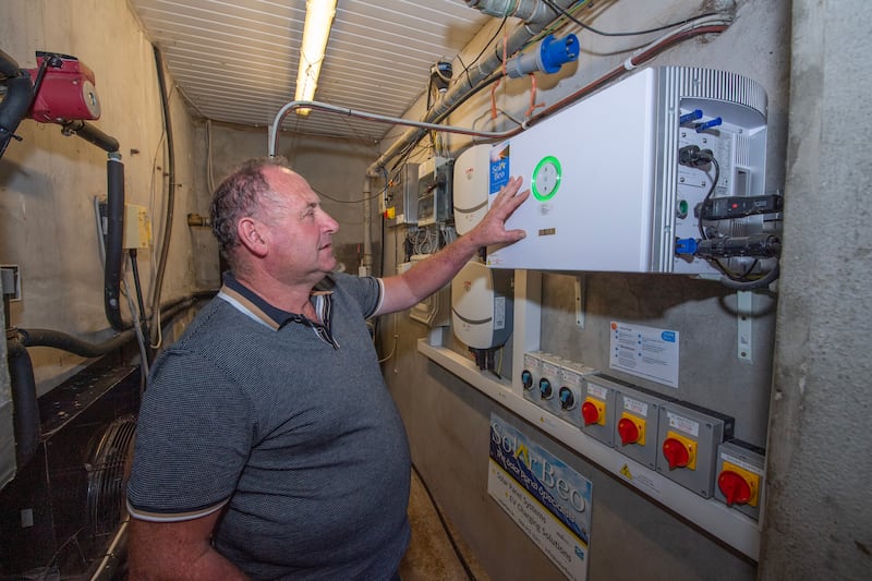 Farmer Dinny Galvin from Lispole, near Dingle, on his farm where he is using reheat technology. Photograph: Domnick Walsh
