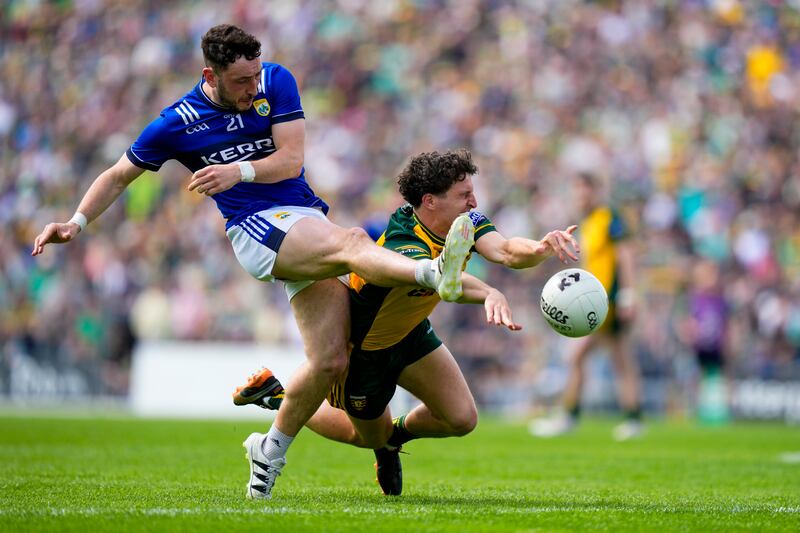 Paudie Clifford of Kerry has a shot blocked by Finnbarr Roarty of Donegal during last month's All-Ireland SFC round-one match at Fitzgerald Stadium, Killarney, Co Kerry. Photograph: James Lawlor/Inpho