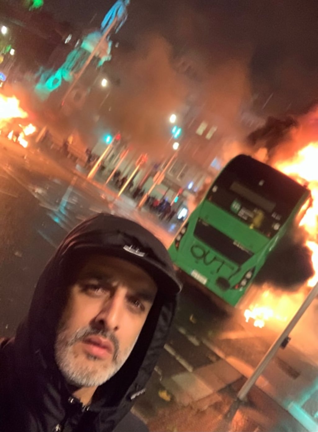 London firefighter Balal 'Billy' Hussain in Dublin on the night of the riots.