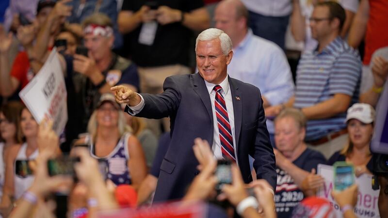 US vice president Mike Pence greets supporters as he arrives at a campaign rally for  President Donald Trump in Cincinnati, Ohio, on August 1st. Photograph: Bryan Woolston