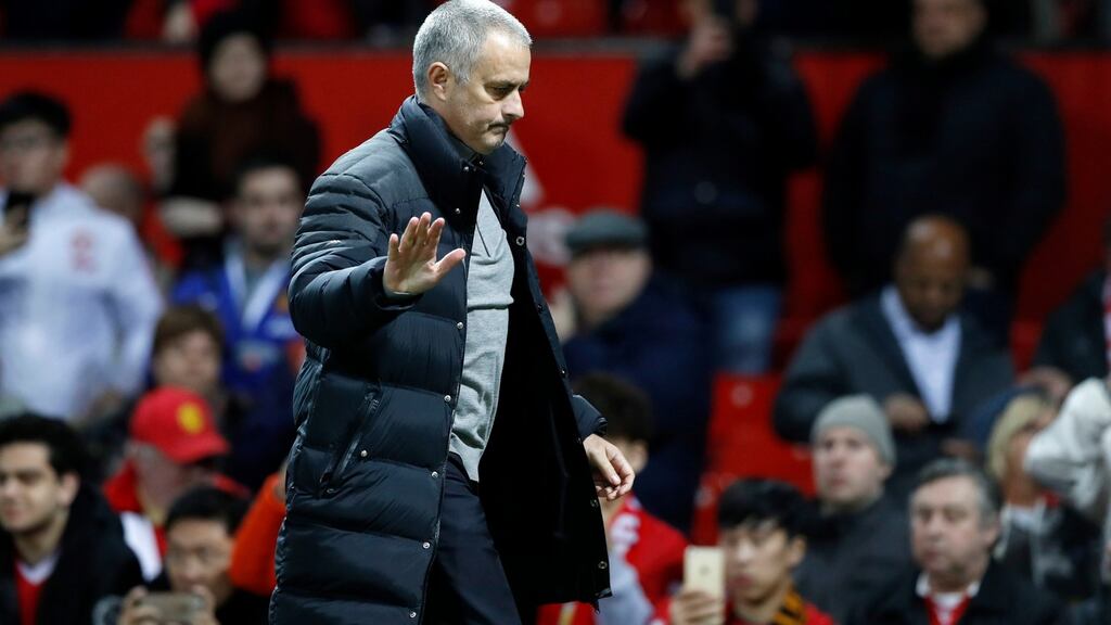Manchester United manager José Mourinho cut short a post-match interview after his side’s Premier League draw with Hull City.  Photograph: Martin Rickett/PA Wire.