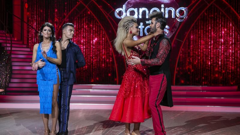 Right: Television presenter Brian Dowling with Laura Nolan, pictured after they were voted out during the live show of Dancing with the Stars. Photograph: Kyran O’Brien