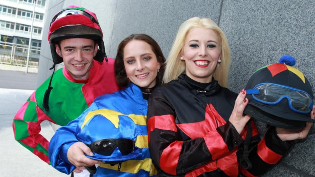 Jockeys Ross O'Sullivan, Áine Ryan & Dawn Leadon-Bolger, who participated in the first series of TG4’s Jockey Eile