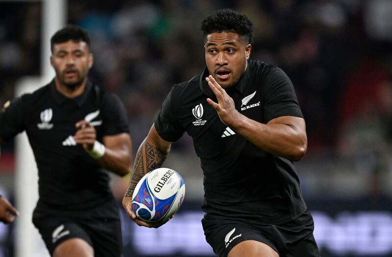 Leicester Fainga’anuku scored a second-half hat-trick for the All Blacks against Uruguay. Photograph: Andrew Cornaga/Inpho