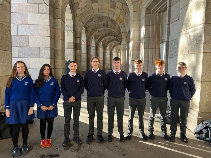 Pupils from St Brendan’s College and St Brigid’s Secondary School at the Nuremberg rally grounds