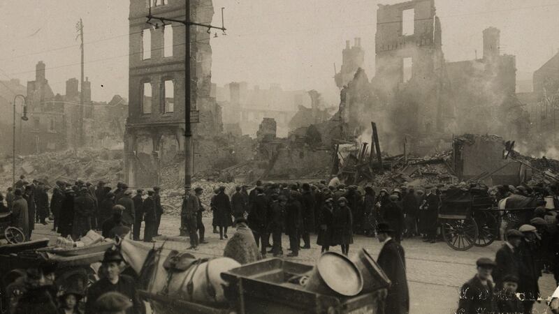 The burning of Cork on December 11th, 1920. Photograph courtesy of the National Library of Ireland.