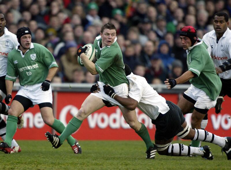 Brian O'Driscoll in action for Ireland against Fiji in 2002. Photograph: Patrick Bolger/Inpho