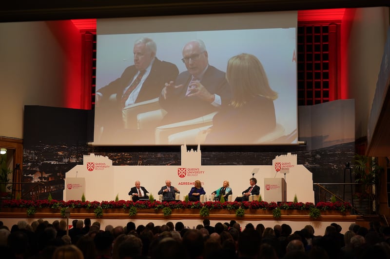 (left to right) Paul Murphy, Tim O'Connor, Professor Mary McAleese, Liz O'Donnell and Jonathan Powell