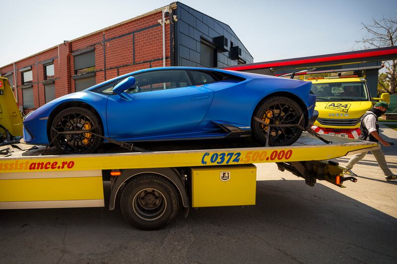 A Lamborghini taken from the Tates. Photograph: Vadim Ghirda/AP