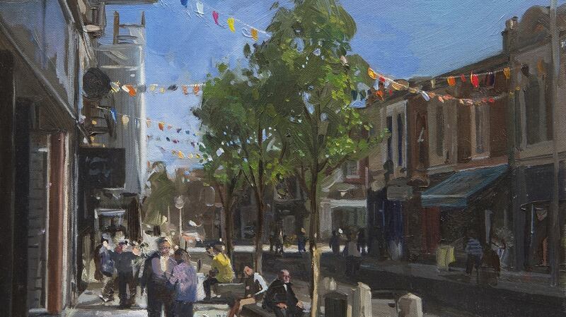 Detail of ‘Summer, Dún Laoghaire Main Street 2010’ by Oisín Roche (€800-€1,200)