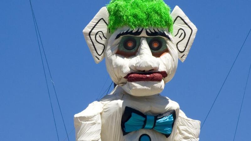 The burning Of Zozobra, Old Man Gloom, at the start of the Fiesta De Santa Fe, New Mexico. Photograph: Education Images/UIG via Getty Images