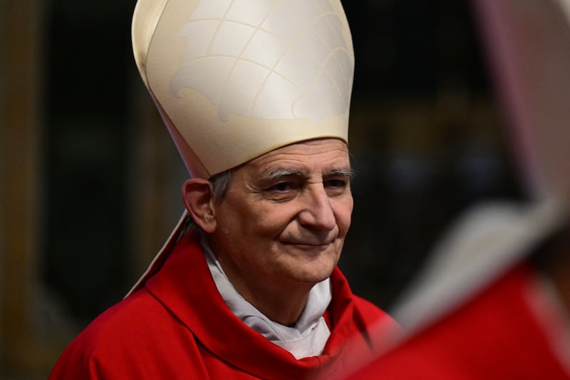 Italian cardinal Matteo Maria Zuppi attends the Seventh Novemdiale mass at St Peter's basilica, following the funeral of Pope Francis. Photo: Tiziana Fabi/AFP/Getty         
