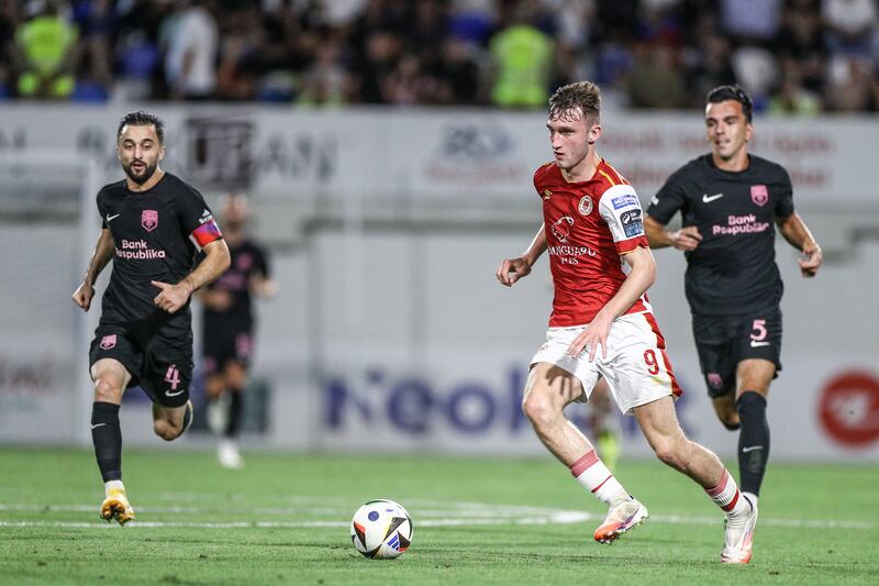 Mason Melia of St Patrick's Athletic against Sabah. Photograph: Aziz Karimov/Getty