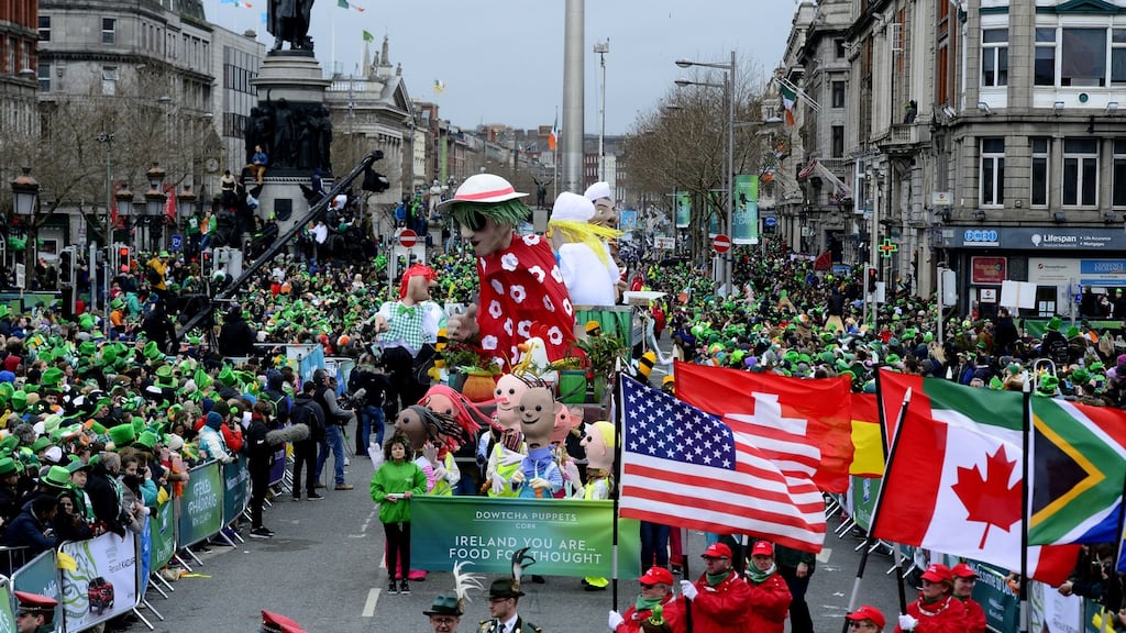 St Patrick’s Day, Dublin. ‘Absolute symbolic equality between all religions would rule out maintaining the flags of countries such as Sweden and the UK, which feature crosses, or having Christmas, Easter or St Patrick’s Day as national holidays.’ File photograph: Cyril Byrne