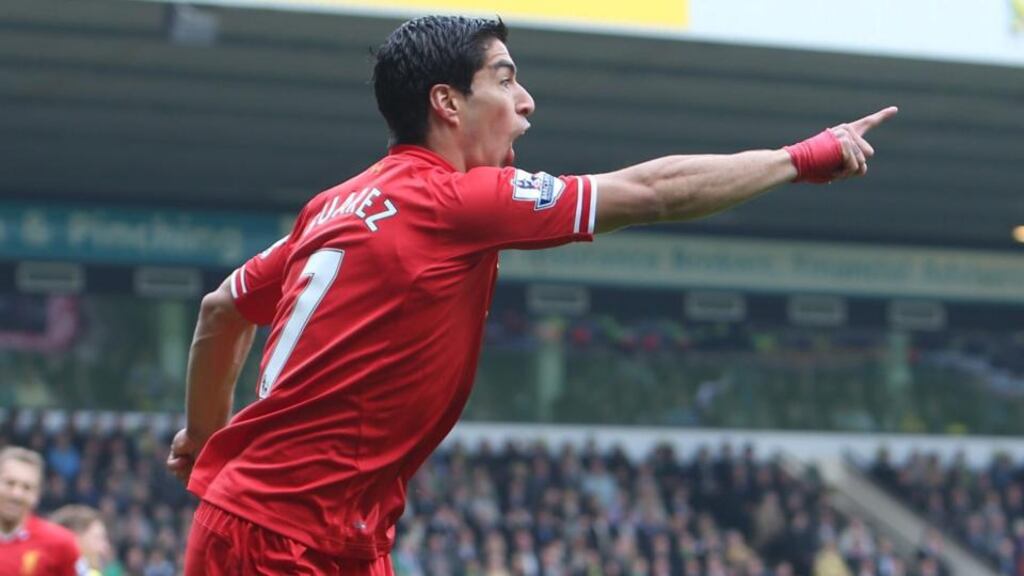 Liverpool striker Luis Suarez has suggested he is looking forward to being at Anfield again next season Photograph: Kieran Galvin/EPA