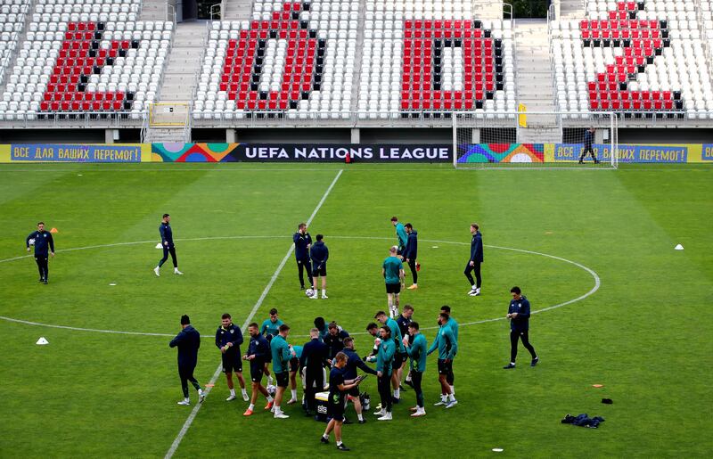 Republic of Ireland squad in training in Lodz, Poland. Photograph: Ryan Byrne/Inpho