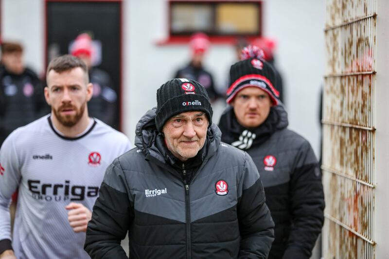 Derry manager Mickey Harte. Photograph: Lorcan Doherty/Inpho
         
