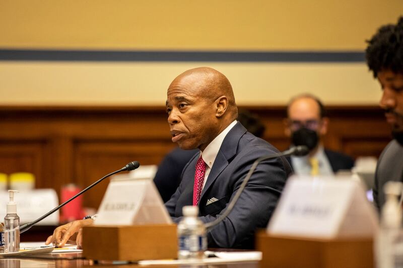 Eric Adams testifies about gun violence to The House Oversight and Reform Committee on June 8th in Washington DC. Photograph: Jason Andrew/Pool/AFP via Getty Images