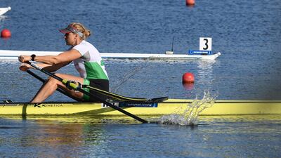 Ireland’s Sanita Puspure on her way to winning a gold medal at the European Championships in Poznan. Photo: Detlev Seyb/Inpho