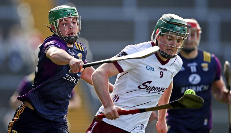 Wexford's Richie Lawlor tackles Gavin Lee of Galway in Leinster GAA Senior Hurling Championship. Photograph: Leah Scholes/Inpho