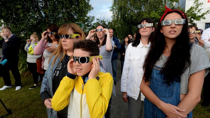 Hayden Campbell Shaw, from Clonsilla, at Astronomy Ireland headquarters in Blanchardstown for the partial solar eclipse. Photograph: Cyril Byrne/The Irish Times