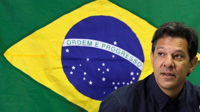 Fernando Haddad, presidential candidate of Brazil’s leftist Workers Party: will he beat Jair Bolsonaro to the presidency?  Photograph: Paulo Whitaker/Reuters