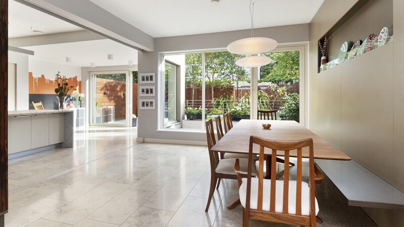 Open-plan kitchen, living, dining area