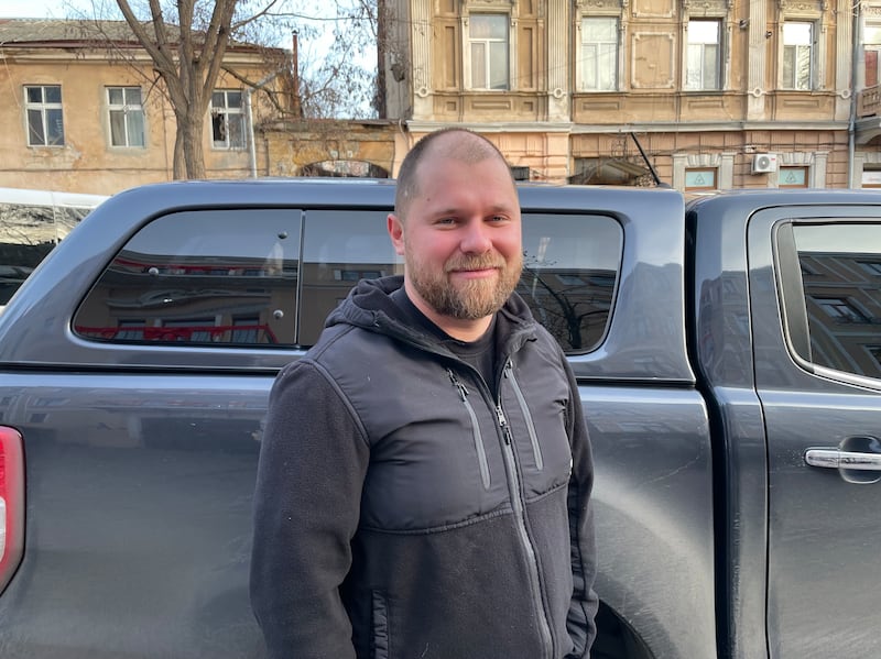 Serhiy Komarenko, who runs a car hire business in Odesa. His family car was set on fire and destroyed earlier this year in one of many such attacks around Ukraine committed by people recruited online by Russia. Photograph: Daniel McLaughlin