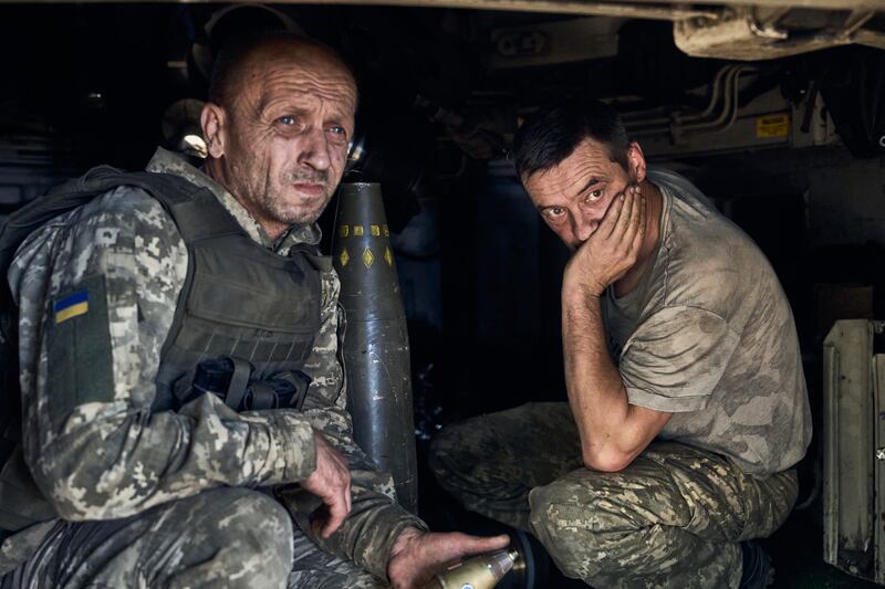 Ukrainian soldiers on the front line in Donetsk. Ukraine has faced recruitment challenges as the war with Russia nears the 18-month mark. Photograph: AP Photo/Libkos