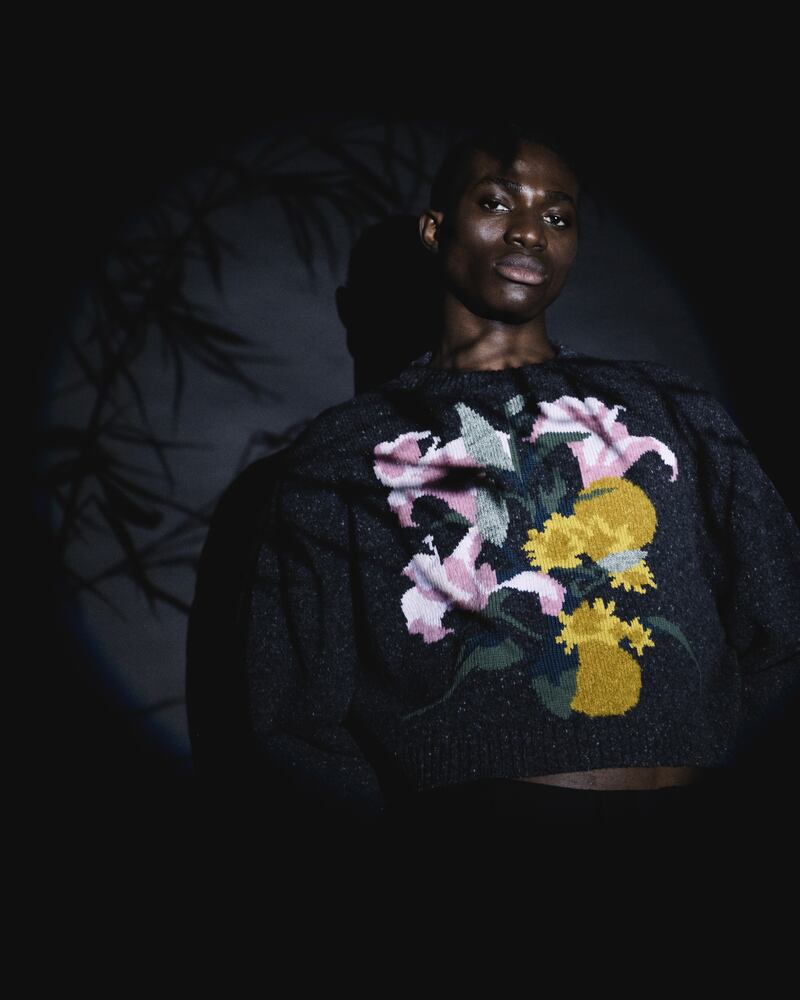 Floral knit from Mihai Mar's Tail Ends series of knitwear