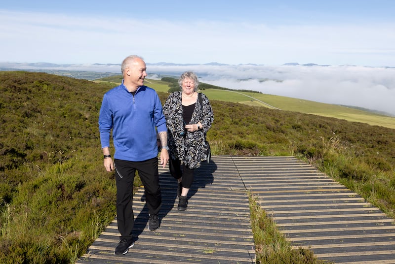 Tourists Roch De Roy and Sylvie La Roche from Montreal, Canada, at the Stone Fort of Grianán of Aileach in Inishowen, Co Donegal. Photograph: Joe Dunne for The Irish Times