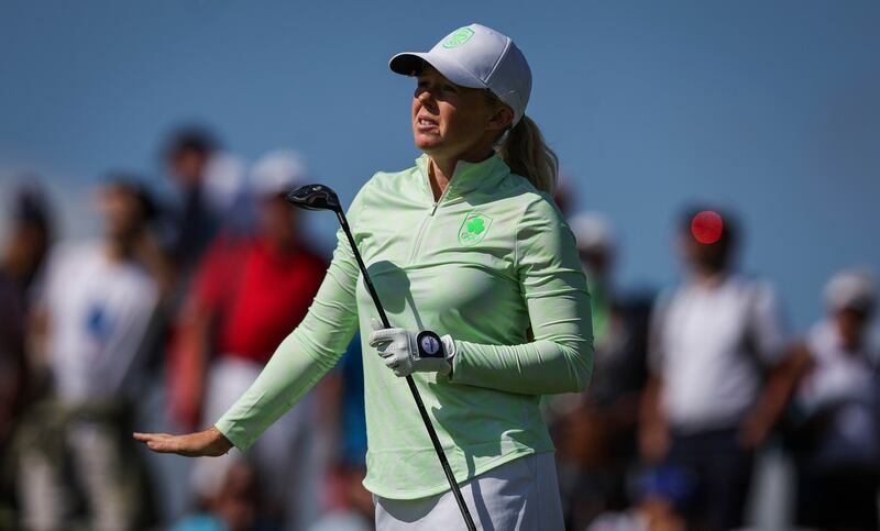 Ireland’s Stephanie Meadow during the first round of the women's golf tournament at Le Golf National. Photograph: Ryan Byrne/Inpho