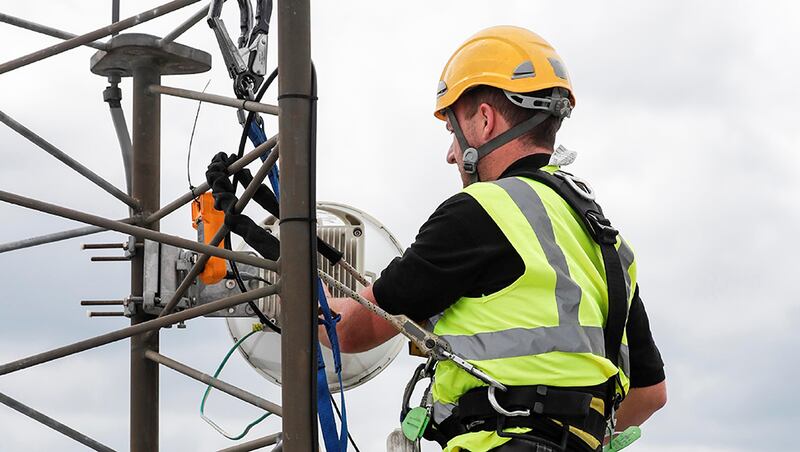 Viatel engineers at work creating the connection that beamed the solstice from Newgrange to the world. Image credit Richard Naylor, RDM Media