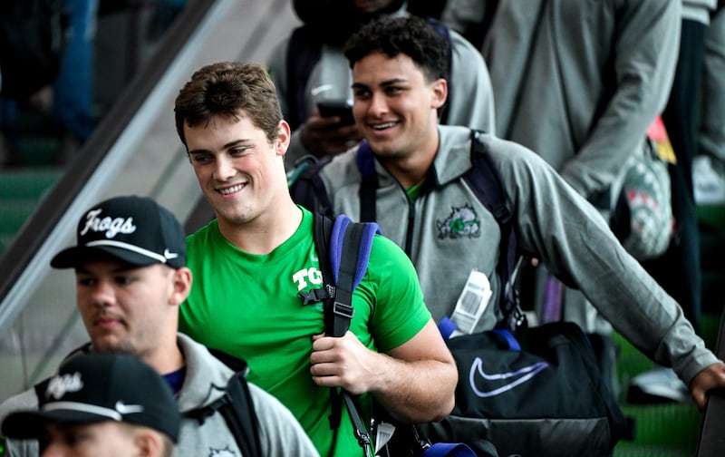 TCU edge Anders Corn arrives at Dublin Airport in Dublin, ahead of the 2026 Aer Lingus College Football Classic between TCU and North Carolina in August. Photo: Eakin Howard/Sportsfile