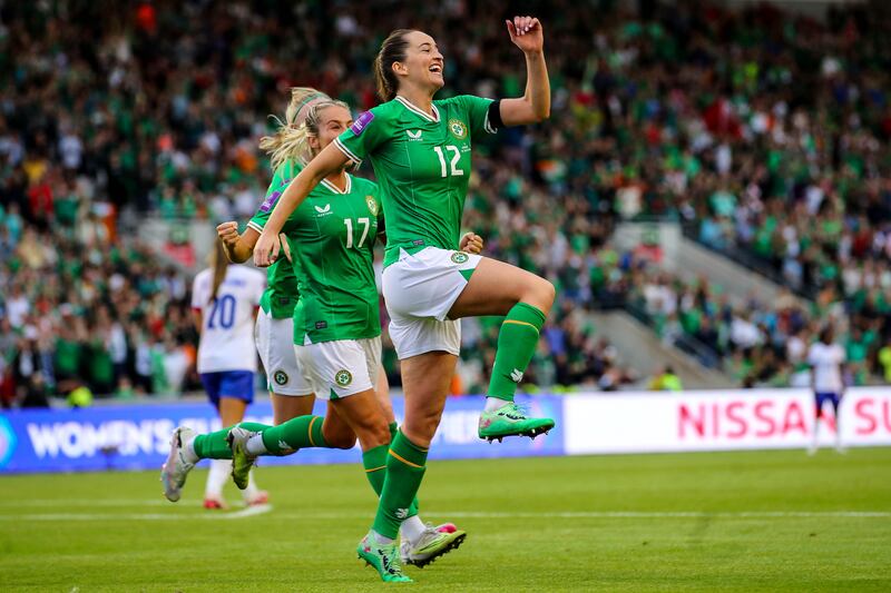 Ireland's Anna Patten against France in a Uefa European women's championship qualifier at Páirc Úi Chaoimh, Cork, in July 2024. Michéal Martin suggested the stadium be a possible venue for the games previously pencilled in for Belfast. Photograph: Ryan Byrne