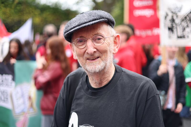 20/09/2025.  - SCÉAL - Vox Pop -
Reg Ó Ruairc, CEARTA, a National Protest for the Irish Language and the Gaeltacht, from Parnell Square to Leinster House Dublin.
Grianghraf: Dara Mac Dónaill / The Irish Times











