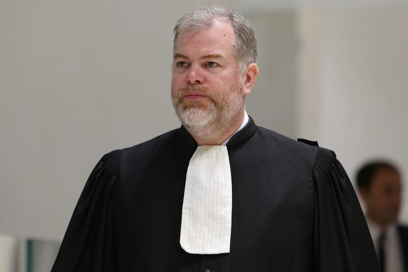 French lawyer Martin Pradel arrives for the verdict in the trial of former French president Nicolas Sarkozy, at the Tribunal de Paris courthouse in Paris, on Thursday. Photograph: Alain Jocard/Getty Images