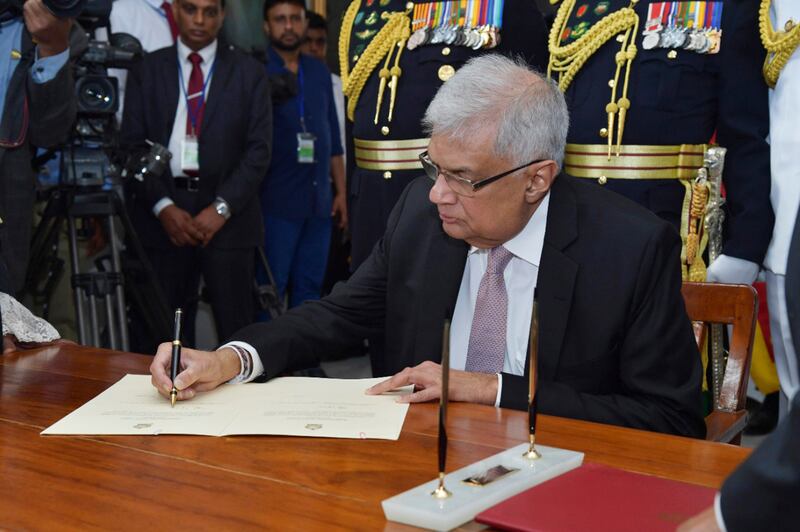 Ranil Wickremesinghe was sworn in as Sri Lanka’s president on Thursday. Photograph: Sri Lankan President’s Office/AP