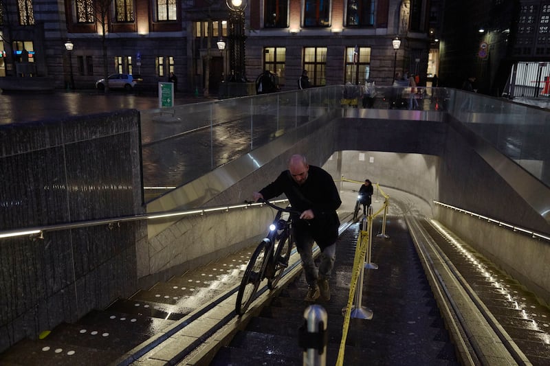  People taking their bicycle from a bike garage in Amsterdam. Photograph: Pierre Crom/Getty Images