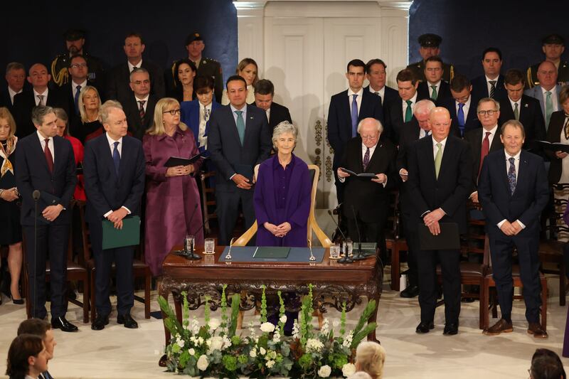 Catherine Connolly's presidential inauguration ceremony in St Patrick’s Hall, Dublin Castle, Dublin. Photograph: Dara Mac Dónaill