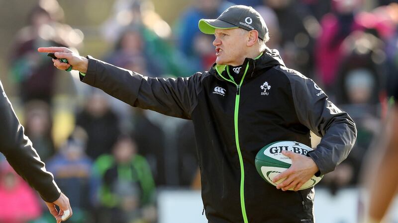 Joe Schmidt during Ireland’s open training session at Buccaneers RFC on Thursday. Photograph: Billy Stickland/Inpho