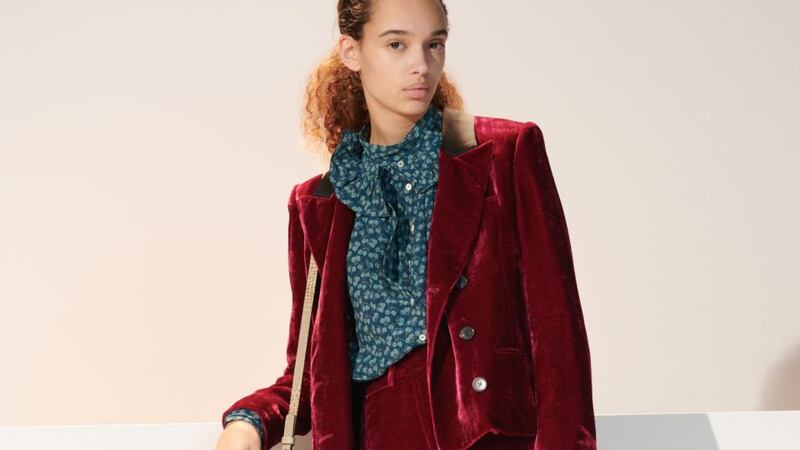 Fuschia velvet jacket €450 and pants €375 by Masscob, a Spanish brand exclusive to Beautiful South, Rathmines. Also comes in electric blue.