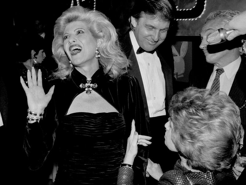 Ivana Trump and Donald Trump react to a remark from Dr Ruth Westheimer, in New York, on December 1st, 1988. Photograph: Jack Manning/The New York Times
