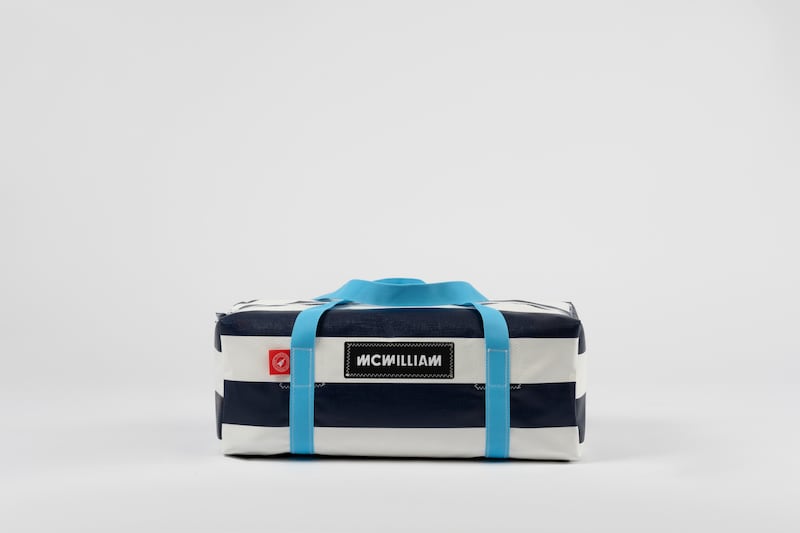Navy striped holdall from €85 at McWilliam