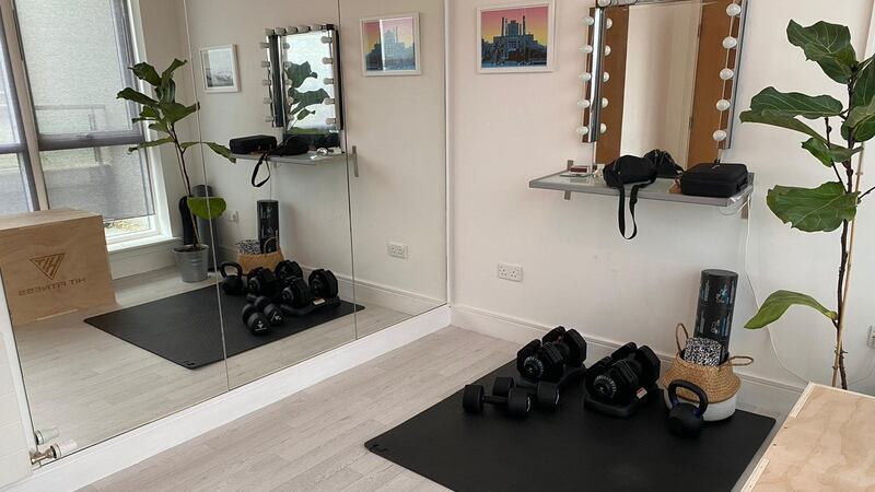 Nadia El Ferdaoussi’s   home gym in her Dublin apartment