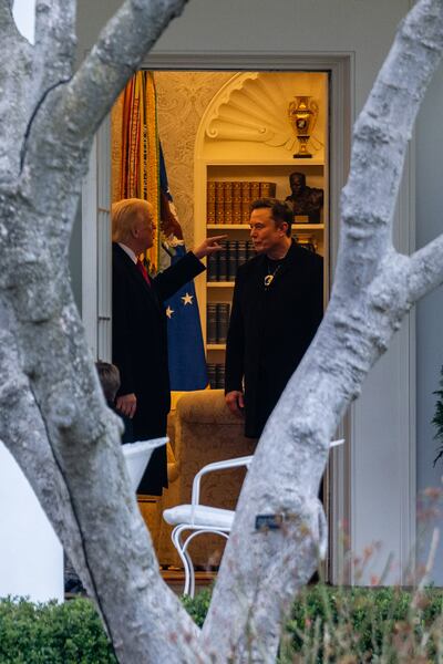 US president Donald Trump and Elon Musk in the Oval Office at the White House. Photograph: Eric Lee/The New York Times
                      