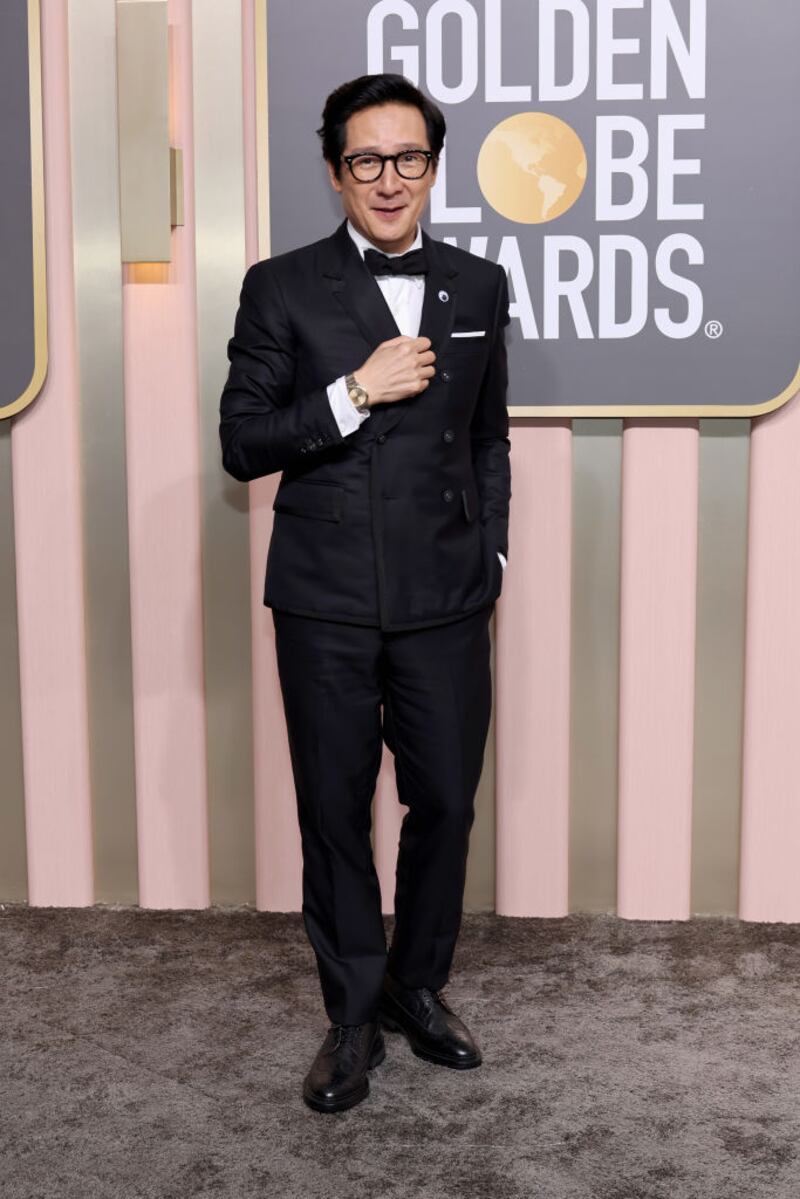 Ke Huy Quan won best performance by an actor in a supporting role in any motion picture for  his performance in Everything Everywhere All at Once. Photograph: Amy Sussman/Getty Images