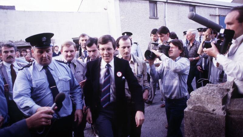 DUP deputy leader Peter Robinson at Ballybay courthouse in August 1986, following  his “invasion” of Clontibret. Photograph: Pacemaker