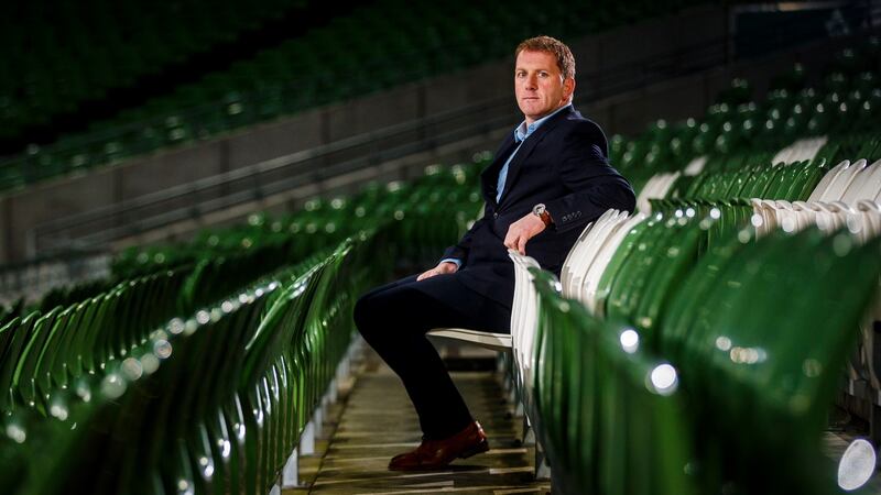 Dundalk manager Vinny Perth at the Aviva stadium on Wednesday. Photograph:  Oisín Keniry/Inpho
