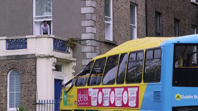 The scene of a crash between a Dublin Bus and a car at the junction of Northumberland Road and Haddington Road. Photograph: Bryan O’Brien/The Irish Times